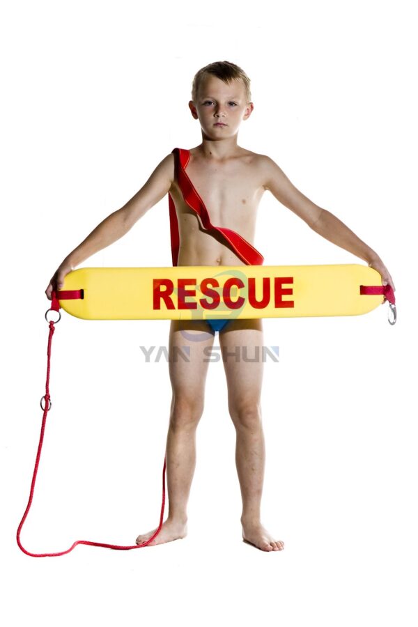 A boy is taking a Rescue Buoy Tube